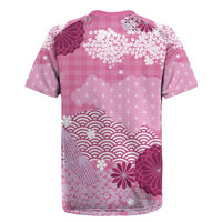 Pink Palaka Japanese Patterns Rugby Jersey Asanoha Seigaiha Sakura Motif LT14 - Polynesian Pride