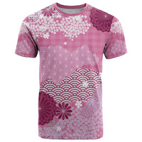 Pink Palaka Japanese Patterns T Shirt Asanoha Seigaiha Sakura Motif LT14 Pink - Polynesian Pride