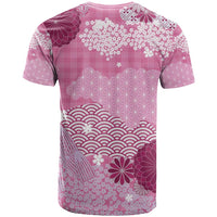 Pink Palaka Japanese Patterns T Shirt Asanoha Seigaiha Sakura Motif LT14 - Polynesian Pride