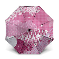 Pink Palaka Japanese Patterns Umbrella Asanoha Seigaiha Sakura Motif LT14 One Size Folded 11.42 inch Opened Diameter 37.4 inch Pink - Polynesian Pride