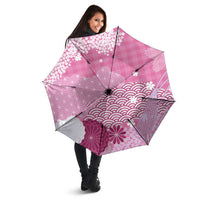 Pink Palaka Japanese Patterns Umbrella Asanoha Seigaiha Sakura Motif LT14 - Polynesian Pride