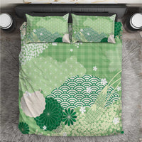 Green Palaka Japanese Patterns Bedding Set Asanoha Seigaiha Sakura Motif LT14 Green - Polynesian Pride