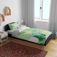 Green Palaka Japanese Patterns Bedding Set Asanoha Seigaiha Sakura Motif LT14 - Polynesian Pride