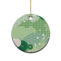 Green Palaka Japanese Patterns Ceramic Ornament Asanoha Seigaiha Sakura Motif LT14 - Polynesian Pride