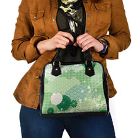 Green Palaka Japanese Patterns Shoulder Handbag Asanoha Seigaiha Sakura Motif LT14 - Polynesian Pride