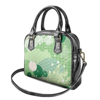 Green Palaka Japanese Patterns Shoulder Handbag Asanoha Seigaiha Sakura Motif LT14 - Polynesian Pride