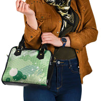 Green Palaka Japanese Patterns Shoulder Handbag Asanoha Seigaiha Sakura Motif LT14 - Polynesian Pride
