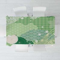 Green Palaka Japanese Patterns Tablecloth Asanoha Seigaiha Sakura Motif LT14 Green - Polynesian Pride