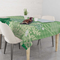 Green Palaka Japanese Patterns Tablecloth Asanoha Seigaiha Sakura Motif LT14 - Polynesian Pride
