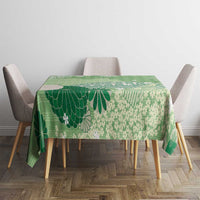 Green Palaka Japanese Patterns Tablecloth Asanoha Seigaiha Sakura Motif LT14 - Polynesian Pride