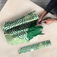Green Palaka Japanese Patterns Umbrella Asanoha Seigaiha Sakura Motif LT14 - Polynesian Pride