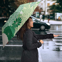 Green Palaka Japanese Patterns Umbrella Asanoha Seigaiha Sakura Motif LT14 - Polynesian Pride