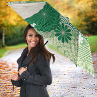 Green Palaka Japanese Patterns Umbrella Asanoha Seigaiha Sakura Motif LT14 - Polynesian Pride