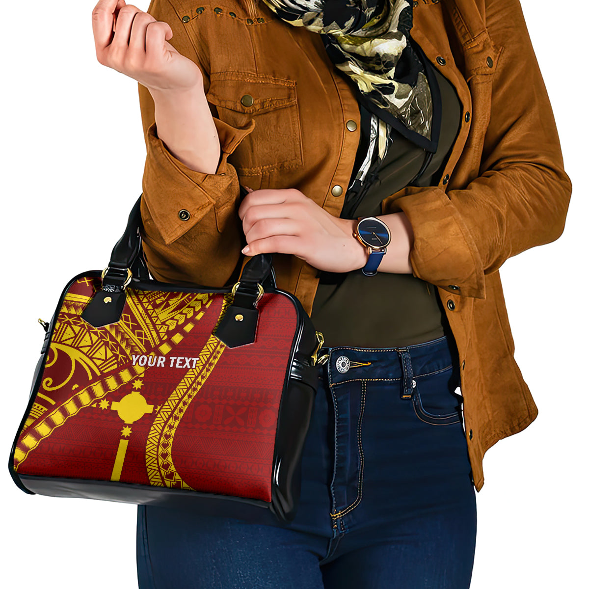 Personalised Fiji Rotuma Shoulder Handbag Fijian Tapa Pattern LT14 - Polynesian Pride