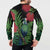 New Zealand Tui Bird Christmas Button Sweatshirt Maori Fern Mix Pohotukawa