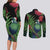 New Zealand Tui Bird Christmas Couples Matching Long Sleeve Bodycon Dress and Long Sleeve Button Shirt Maori Fern Mix Pohotukawa