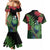 New Zealand Tui Bird Christmas Couples Matching Mermaid Dress and Hawaiian Shirt Maori Fern Mix Pohotukawa