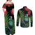 New Zealand Tui Bird Christmas Couples Matching Off Shoulder Maxi Dress and Long Sleeve Button Shirt Maori Fern Mix Pohotukawa