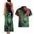 New Zealand Tui Bird Christmas Couples Matching Tank Maxi Dress and Hawaiian Shirt Maori Fern Mix Pohotukawa