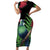 New Zealand Tui Bird Christmas Family Matching Short Sleeve Bodycon Dress and Hawaiian Shirt Maori Fern Mix Pohotukawa