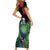 New Zealand Tui Bird Christmas Family Matching Short Sleeve Bodycon Dress and Hawaiian Shirt Maori Fern Mix Pohotukawa