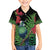 New Zealand Tui Bird Christmas Family Matching Short Sleeve Bodycon Dress and Hawaiian Shirt Maori Fern Mix Pohotukawa