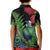 New Zealand Tui Bird Christmas Kid Polo Shirt Maori Fern Mix Pohotukawa