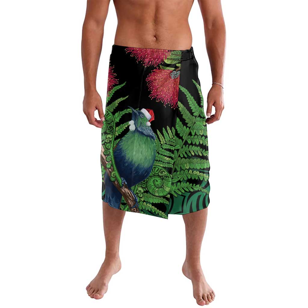 New Zealand Tui Bird Christmas Lavalava Maori Fern Mix Pohotukawa LT14 Black - Polynesian Pride