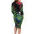 New Zealand Tui Bird Christmas Long Sleeve Bodycon Dress Maori Fern Mix Pohotukawa