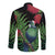 New Zealand Tui Bird Christmas Long Sleeve Button Shirt Maori Fern Mix Pohotukawa