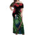 New Zealand Tui Bird Christmas Off Shoulder Maxi Dress Maori Fern Mix Pohotukawa