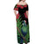 New Zealand Tui Bird Christmas Off Shoulder Maxi Dress Maori Fern Mix Pohotukawa