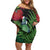 New Zealand Tui Bird Christmas Off Shoulder Short Dress Maori Fern Mix Pohotukawa