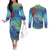 New Zealand Takahe Christmas Couples Matching Off The Shoulder Long Sleeve Dress and Long Sleeve Button Shirt Maori Fern Mix Pohotukawa