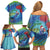 New Zealand Takahe Christmas Family Matching Off Shoulder Short Dress and Hawaiian Shirt Maori Fern Mix Pohotukawa