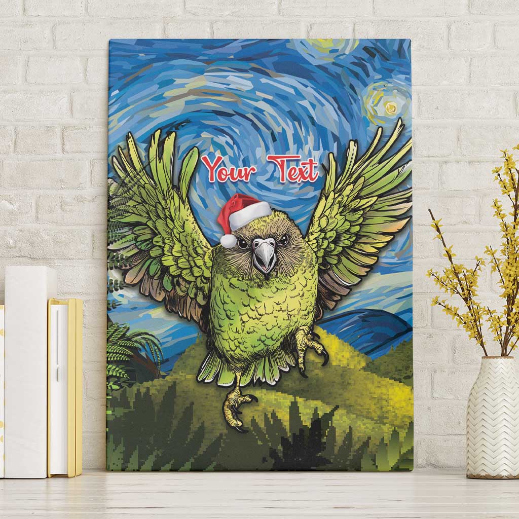 Personalised Jumping Kakapo Christmas Canvas Wall Art New Zealand Fern - Starry Night Style LT14 Without Frame Green - Polynesian Pride