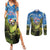 Personalised Jumping Kakapo Christmas Couples Matching Summer Maxi Dress and Long Sleeve Button Shirt New Zealand Fern - Starry Night Style