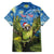 Personalised Jumping Kakapo Christmas Family Matching Puletasi and Hawaiian Shirt New Zealand Fern - Starry Night Style