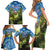 Personalised Jumping Kakapo Christmas Family Matching Short Sleeve Bodycon Dress and Hawaiian Shirt New Zealand Fern - Starry Night Style