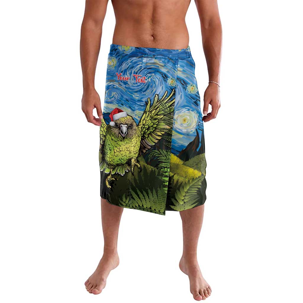Personalised Jumping Kakapo Christmas Lavalava New Zealand Fern - Starry Night Style LT14 Green - Polynesian Pride