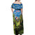 Personalised Jumping Kakapo Christmas Off Shoulder Maxi Dress New Zealand Fern - Starry Night Style