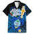 Hafa Adai Guam Family Matching Off Shoulder Short Dress and Hawaiian Shirt Guahan Sea Turtle Tropical Style LT14 Dad's Shirt - Short Sleeve Blue - Polynesian Pride