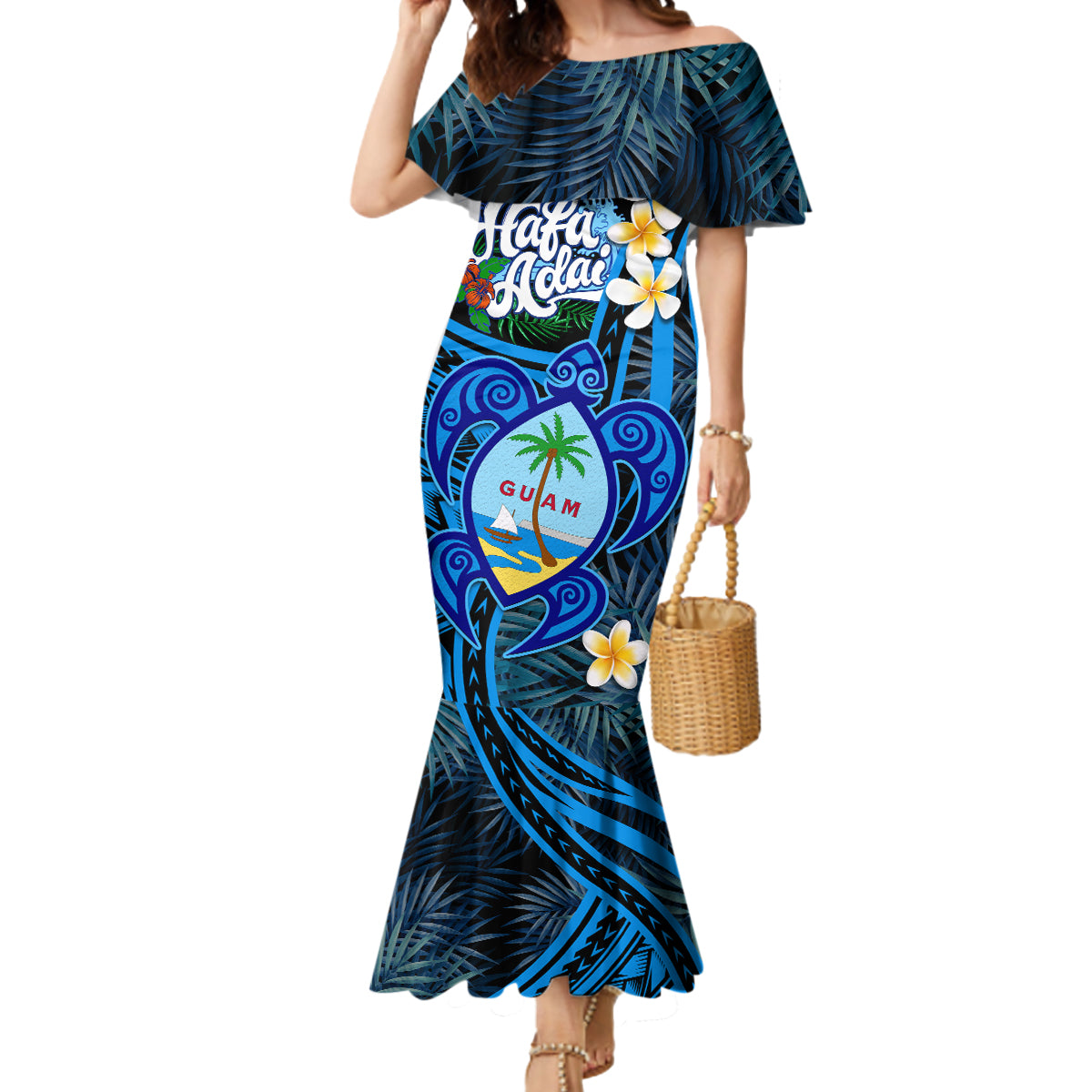 Polynesian Mermaid Dress | offers Mermaid Hawaiian Style Long Dress | Off shoulder Mermaid Dress