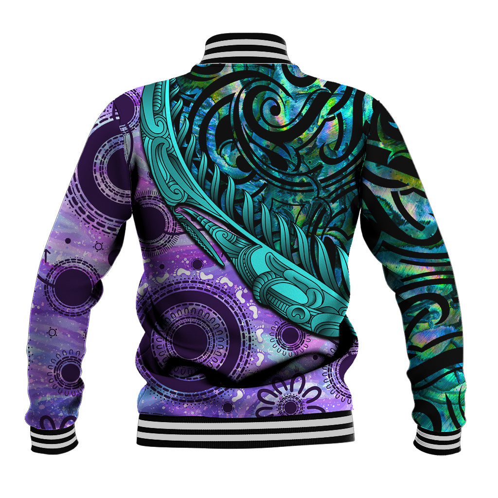New Zealand Paua Shell With Australia Opal Unique Combine Baseball Jacket LT14 - Polynesian Pride
