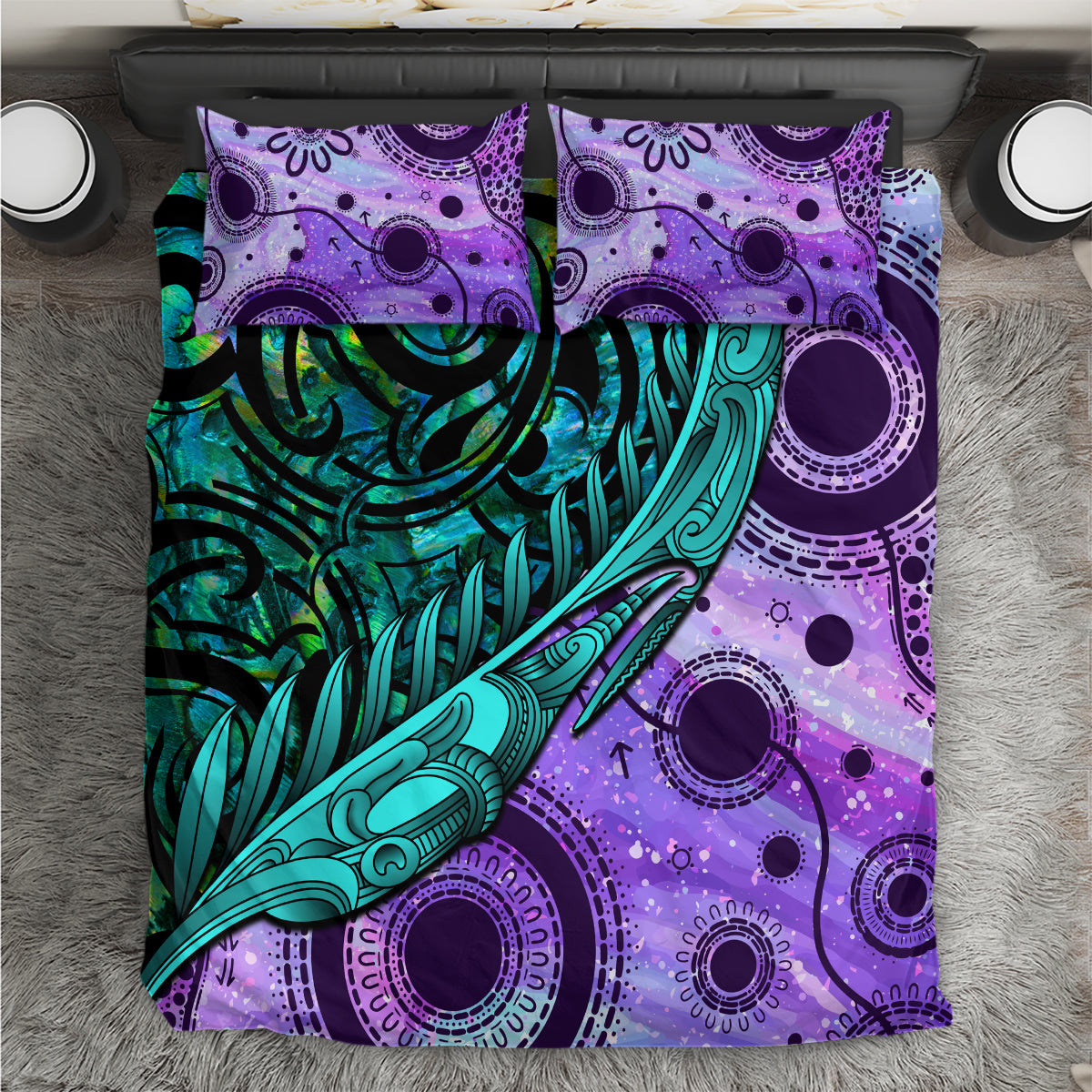 New Zealand Paua Shell With Australia Opal Unique Combine Bedding Set LT14 Green - Polynesian Pride