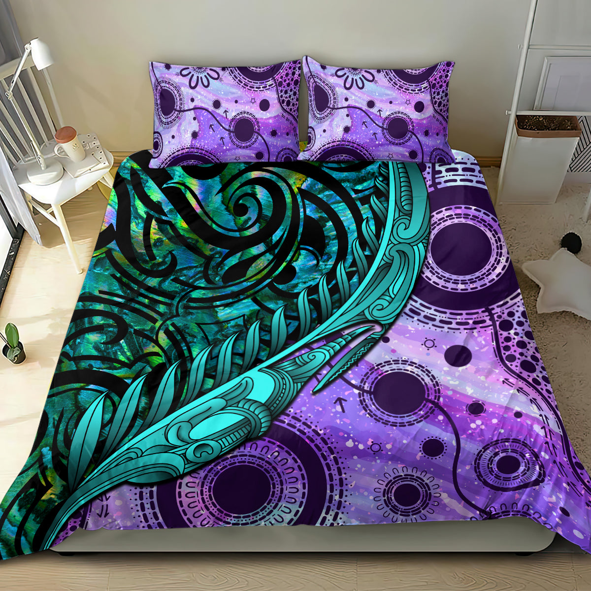 New Zealand Paua Shell With Australia Opal Unique Combine Bedding Set LT14 - Polynesian Pride