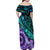 New Zealand Paua Shell With Australia Opal Unique Combine Family Matching Off Shoulder Maxi Dress and Hawaiian Shirt LT14 - Polynesian Pride