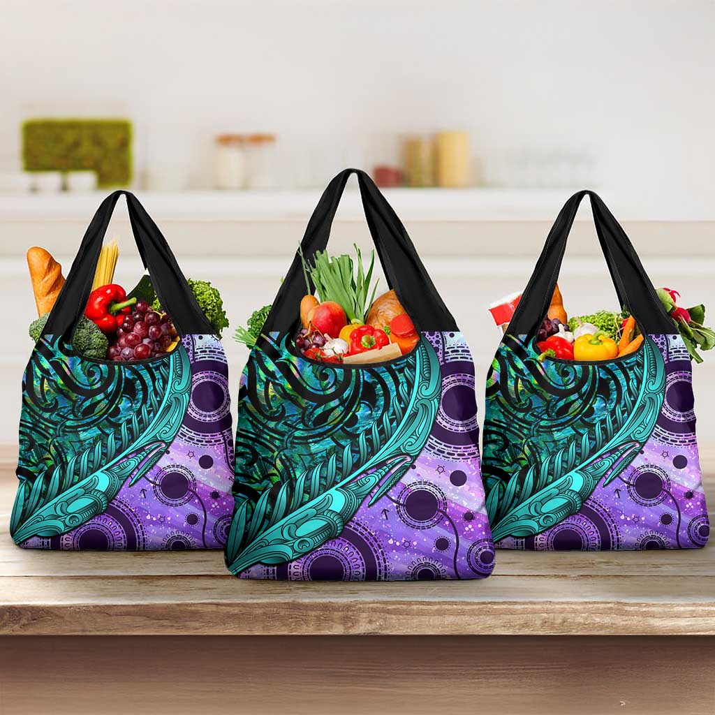 New Zealand Paua Shell With Australia Opal Unique Combine Grocery Bag LT14 3-pack One Size Green - Polynesian Pride