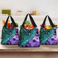 New Zealand Paua Shell With Australia Opal Unique Combine Grocery Bag LT14 3-pack One Size Green - Polynesian Pride
