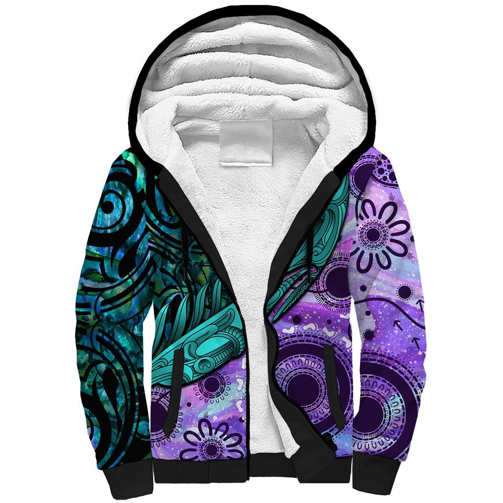 New Zealand Paua Shell With Australia Opal Unique Combine Sherpa Hoodie LT14 Unisex Green - Polynesian Pride